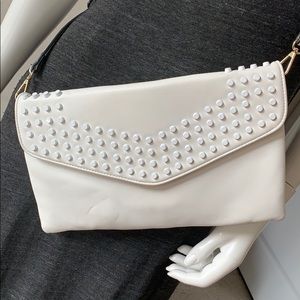White studded bag /clutch like new without tags